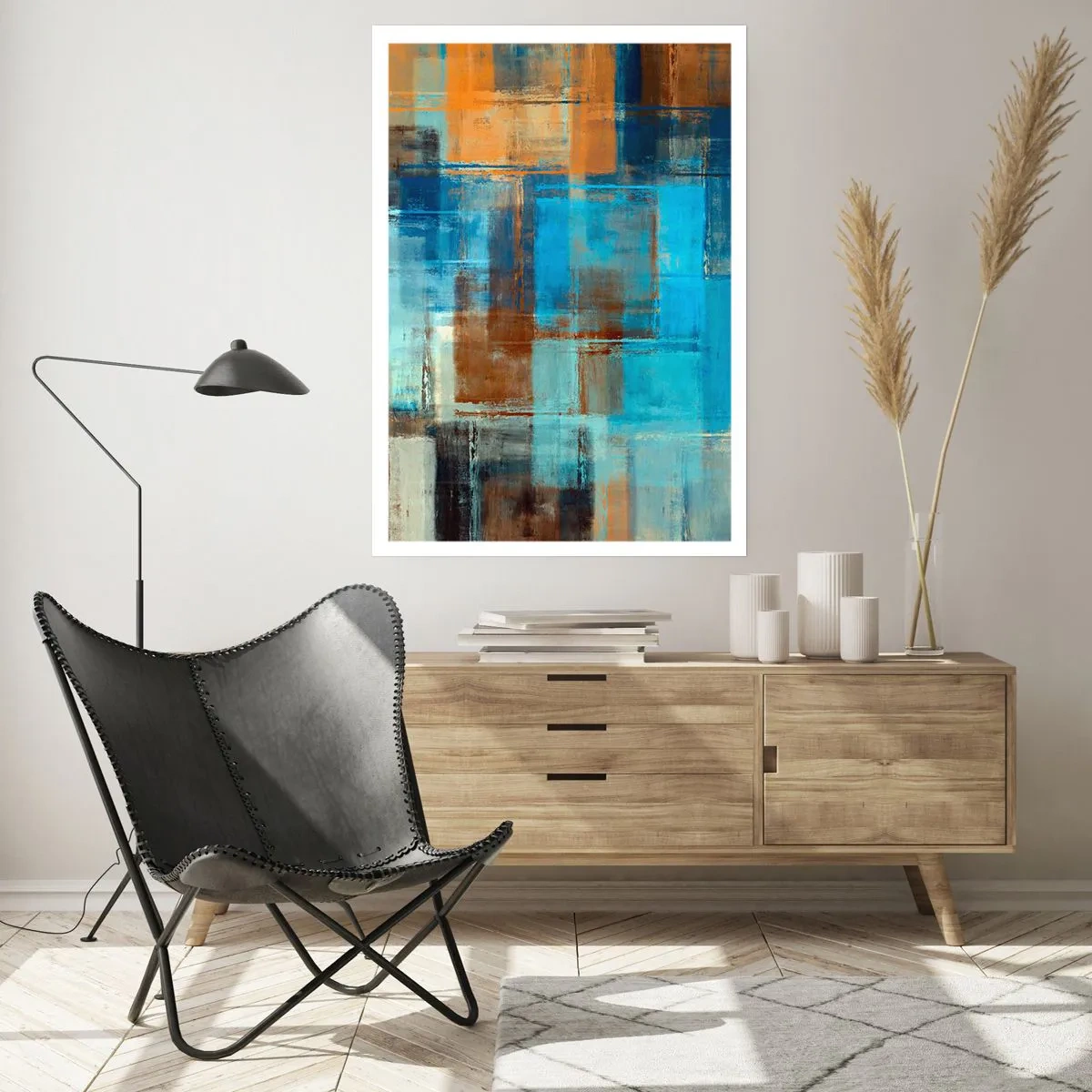 Pôster - Através da cortina azul - 50x70 cm