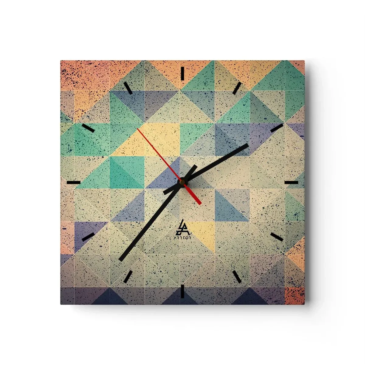 Relógio de parede - Relógio em vidro - República dos triângulos - 30x30 cm