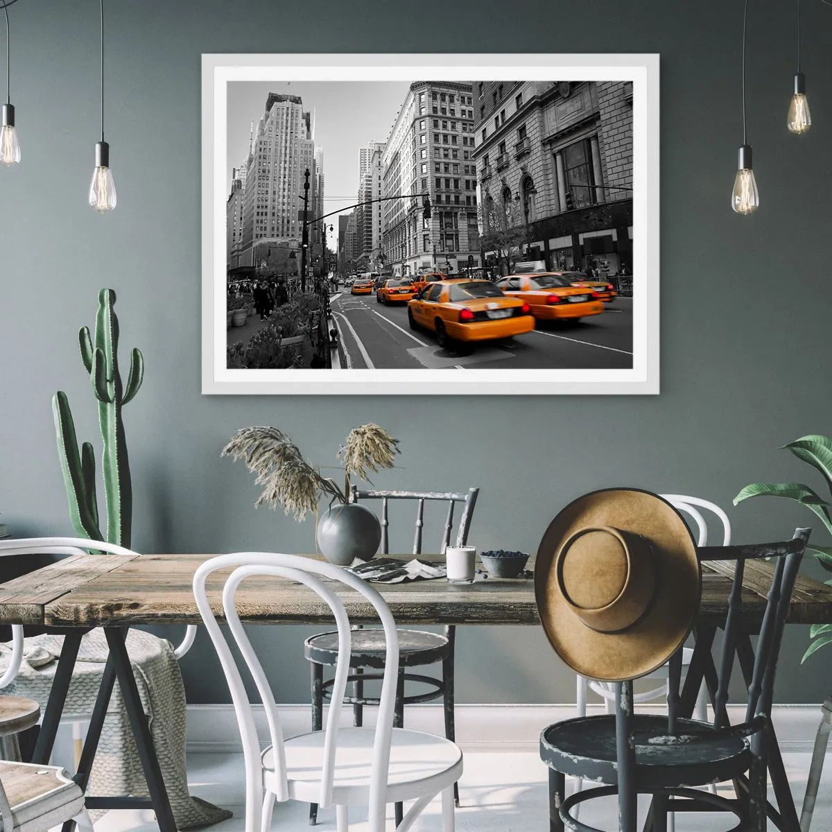 Pôster em moldura branca - Sol da cidade grande - 50x40 cm