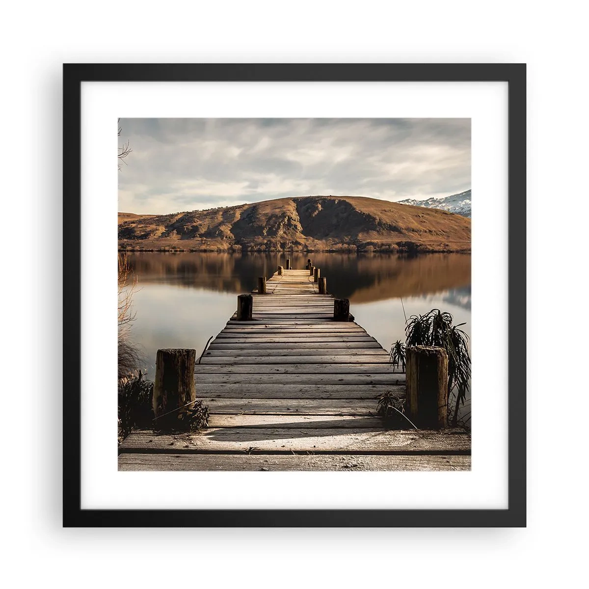 Pôster com moldura preta - Paisagem em silêncio - 40x40 cm