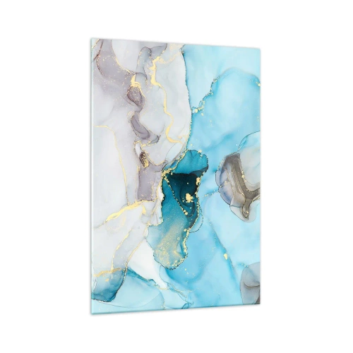 Quadro em vidro - Estudo do encontro do cinza e turquesa - 70x100 cm