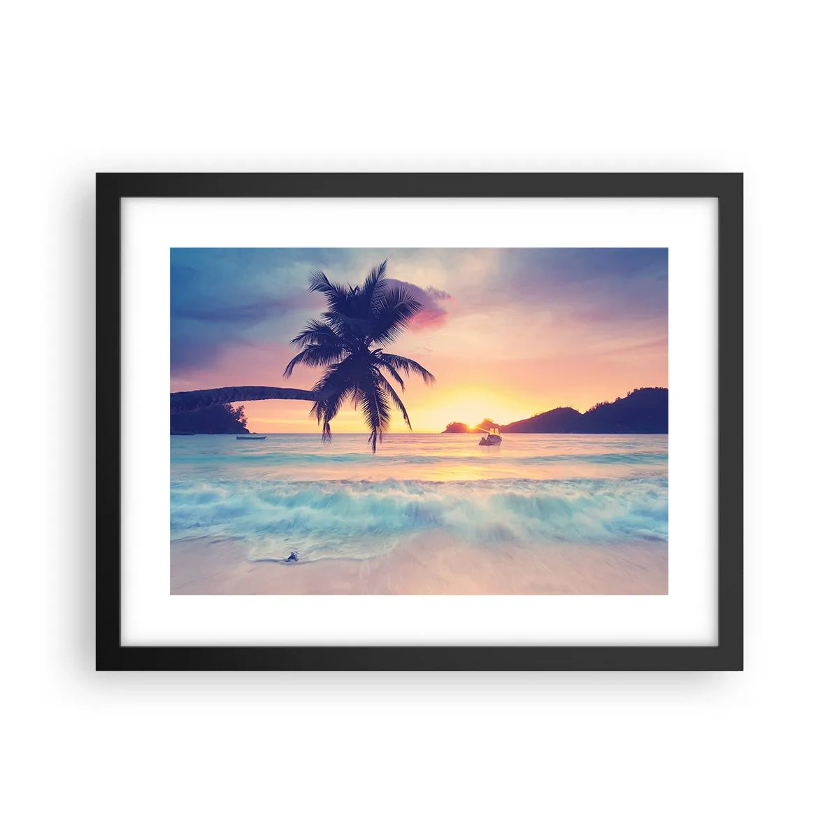 Pôster com moldura preta - Noite na baía - 40x30 cm
