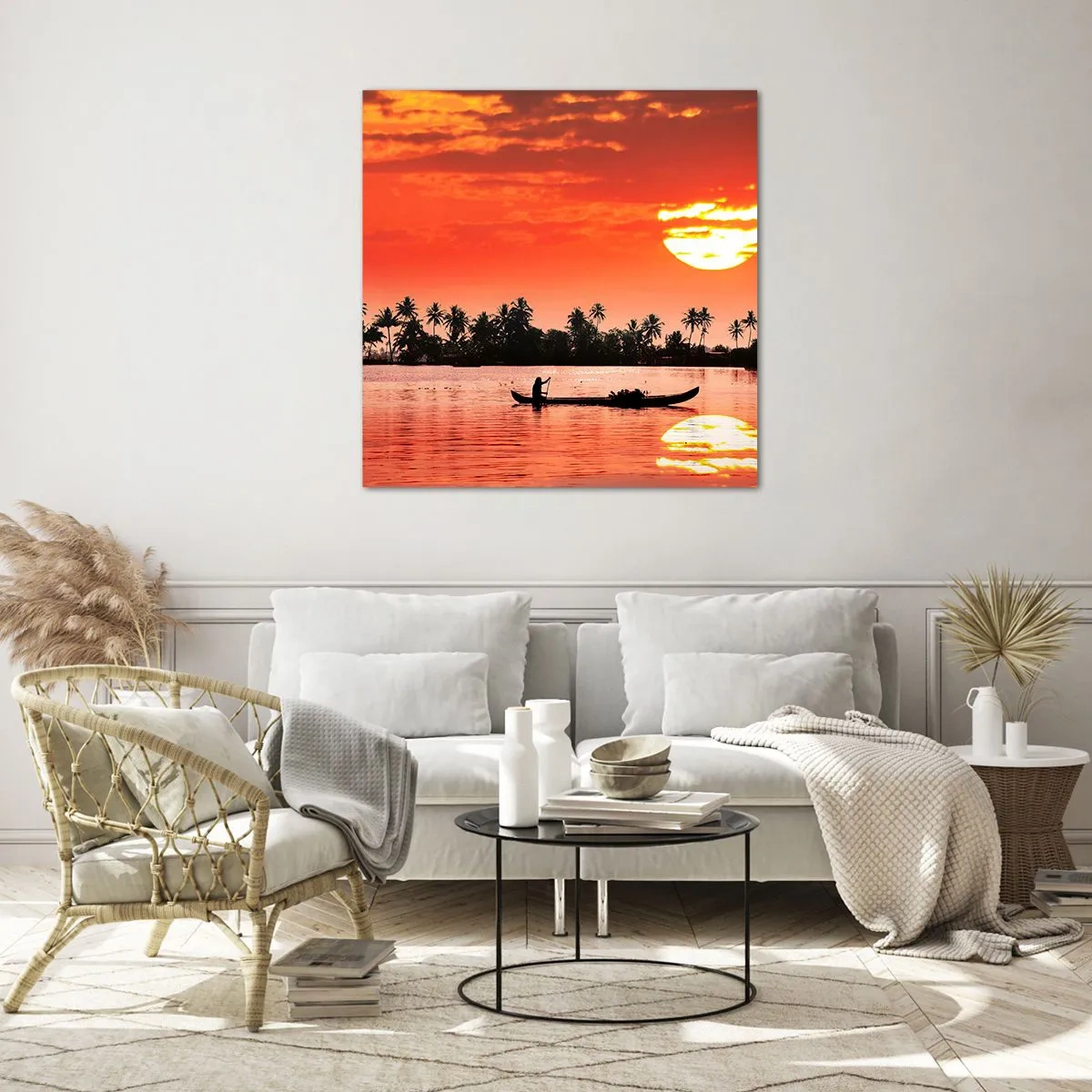 Quadro em vidro - A calma dos trópicos ao pôr do sol - 60x60 cm