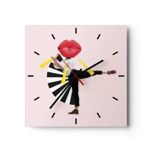 Relógio de parede - Relógio em vidro - Arte pop surreal - 30x30 cm