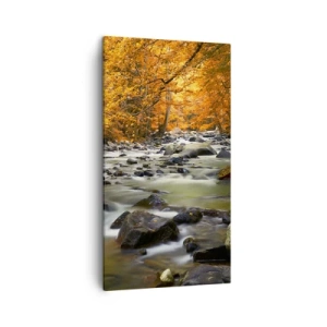 Quadro em tela - Um riacho na floresta dourada - 45x80 cm
