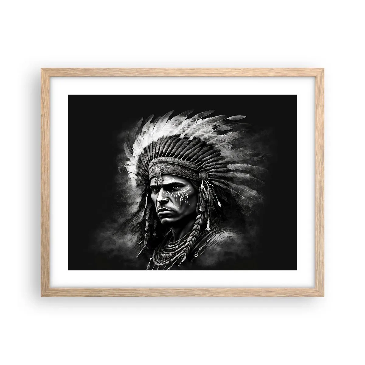 Pôster com moldura de carvalho claro - Um líder e um guerreiro - 50x40 cm