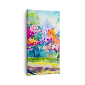 Quadro em tela - Um jardim arco-íris no brilho da primavera - 55x100 cm