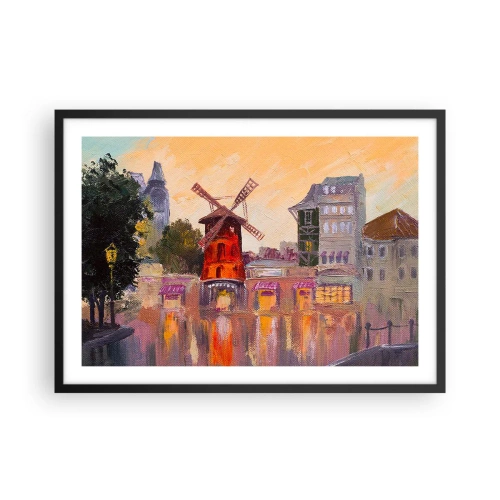 Pôster com moldura preta - Ícones parisienses – Moulin Rouge - 70x50 cm
