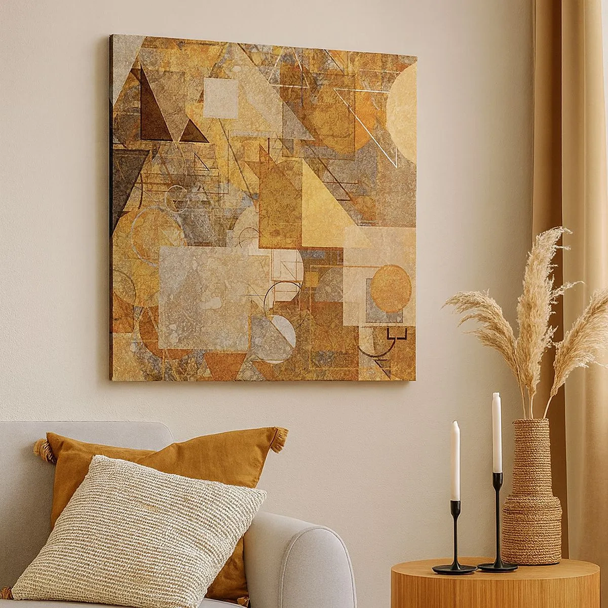 Quadro em tela - Estudo Cubista em Bronze - 30x30 cm