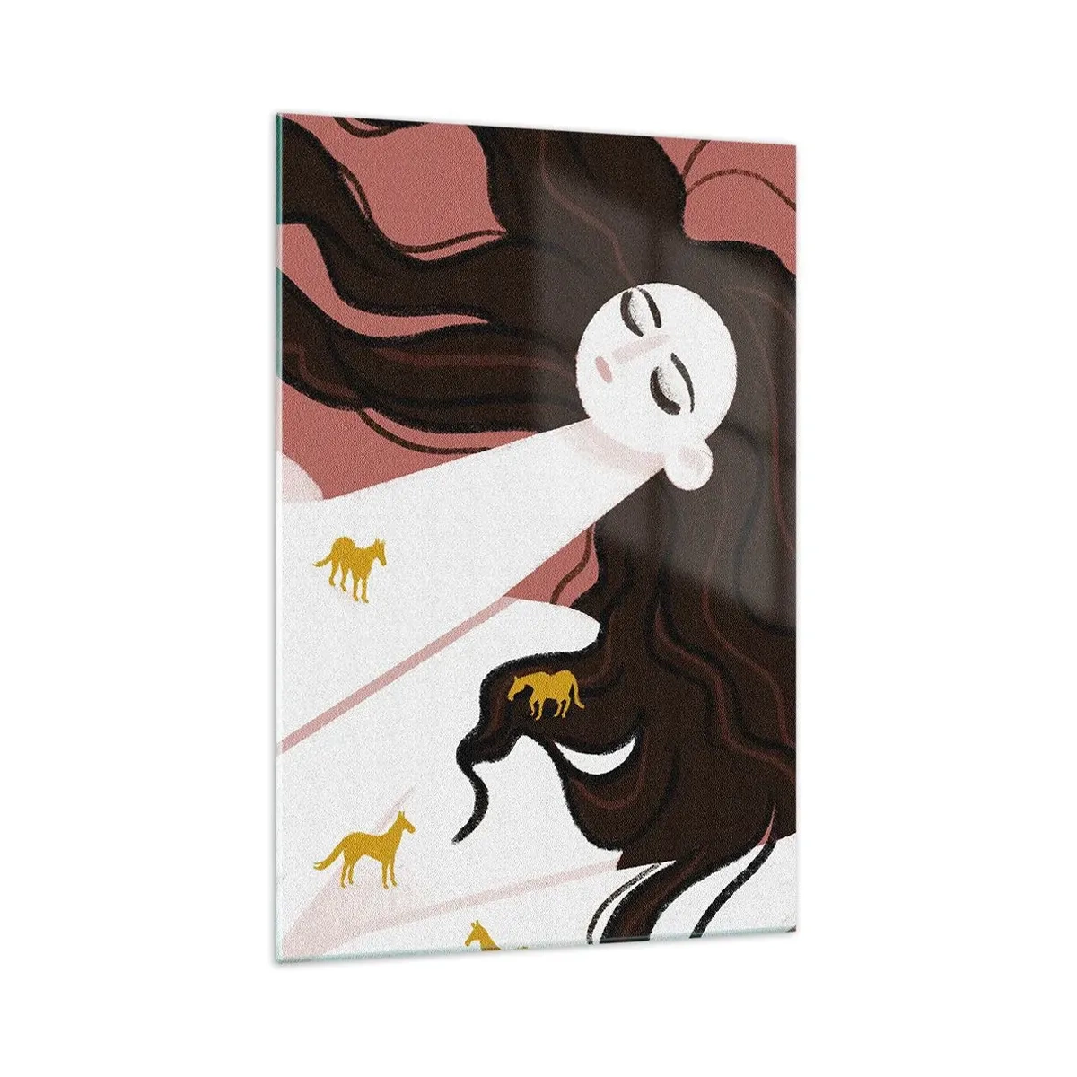 Quadro em vidro - Sonho com um cavalo dourado - 70x100 cm