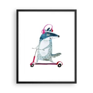 Pôster com moldura preta - A alegria do texugo - 40x50 cm