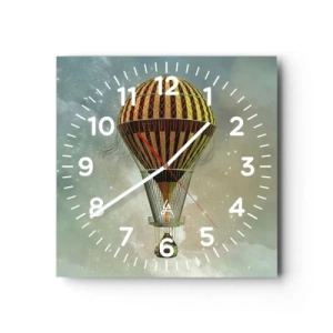 Relógio de parede - Relógio em vidro - Voos pioneiros - 30x30 cm