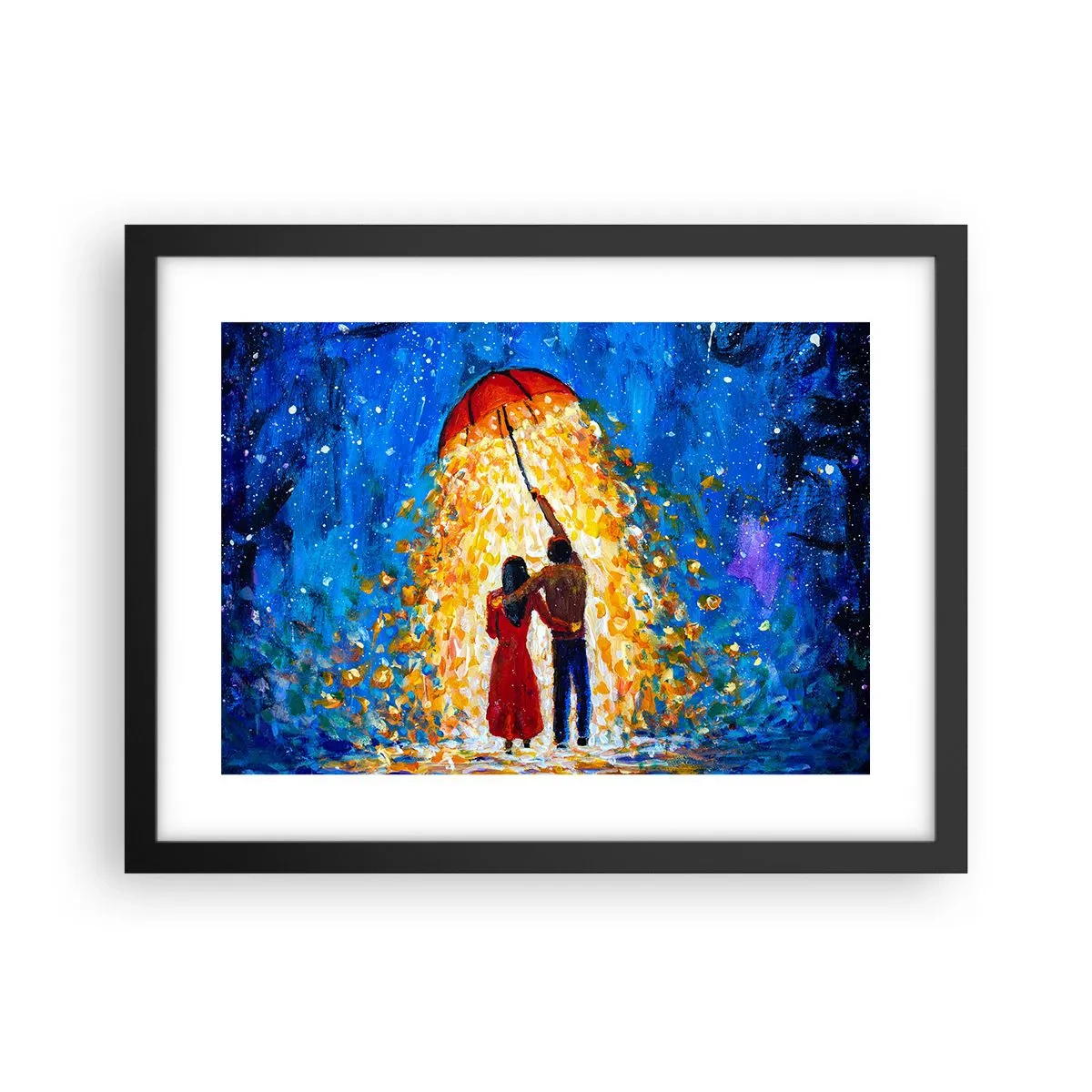 Pôster com moldura preta - A magia de uma noite chuvosa? - 40x30 cm