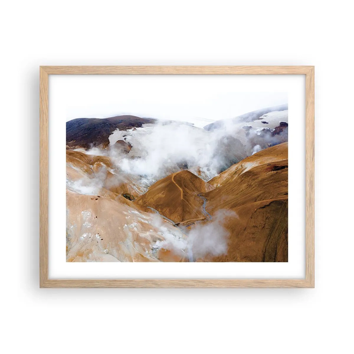 Pôster com moldura de carvalho claro - A beleza crua da Islândia - 50x40 cm