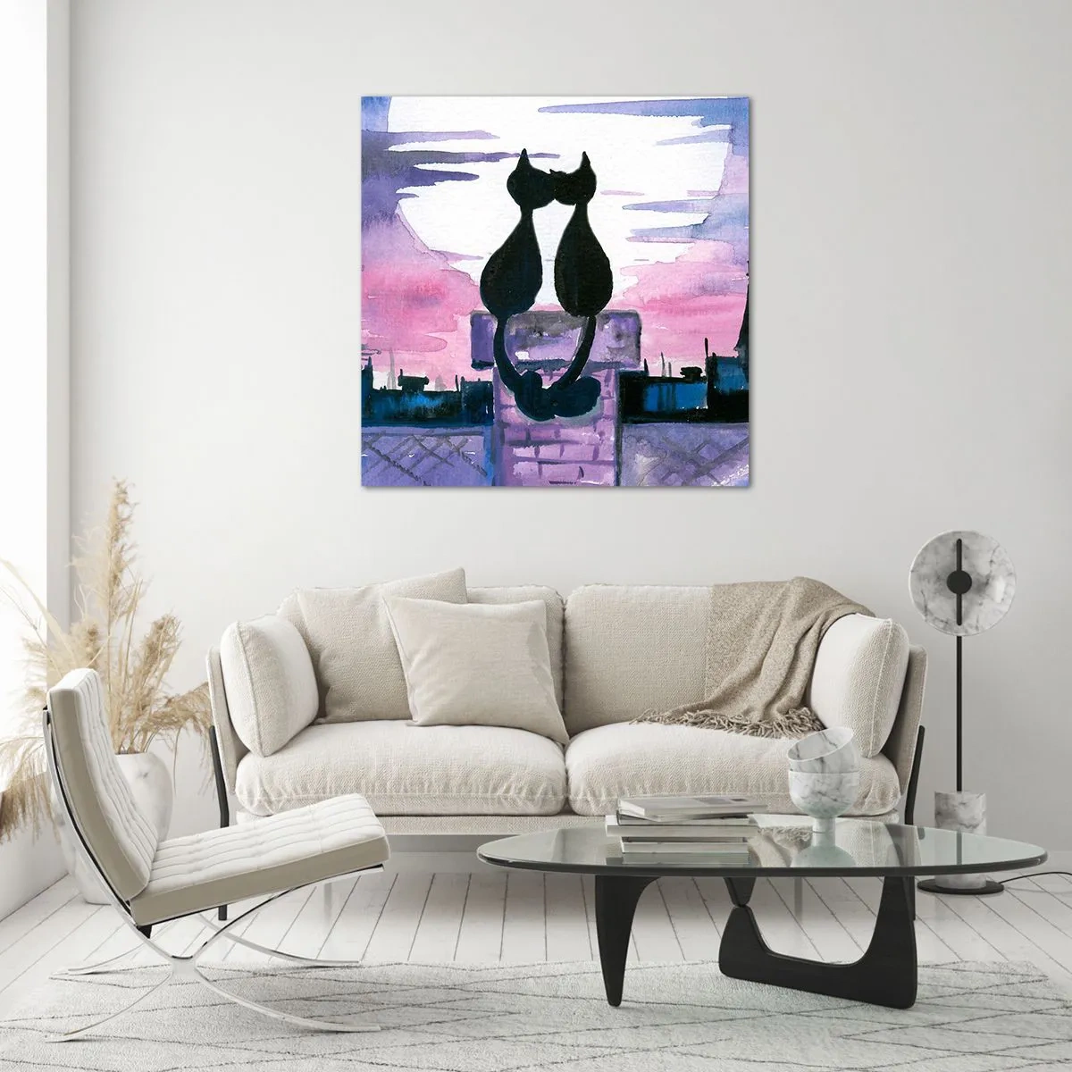 Quadro em vidro - Rendez-vous sob a lua - 50x50 cm