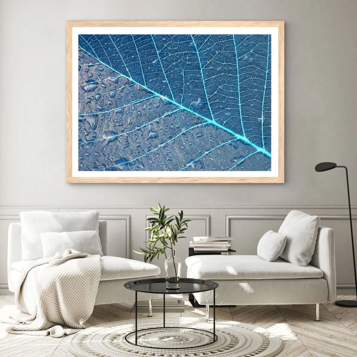 Pôster com moldura de carvalho claro - A vida em azul - 91x61 cm