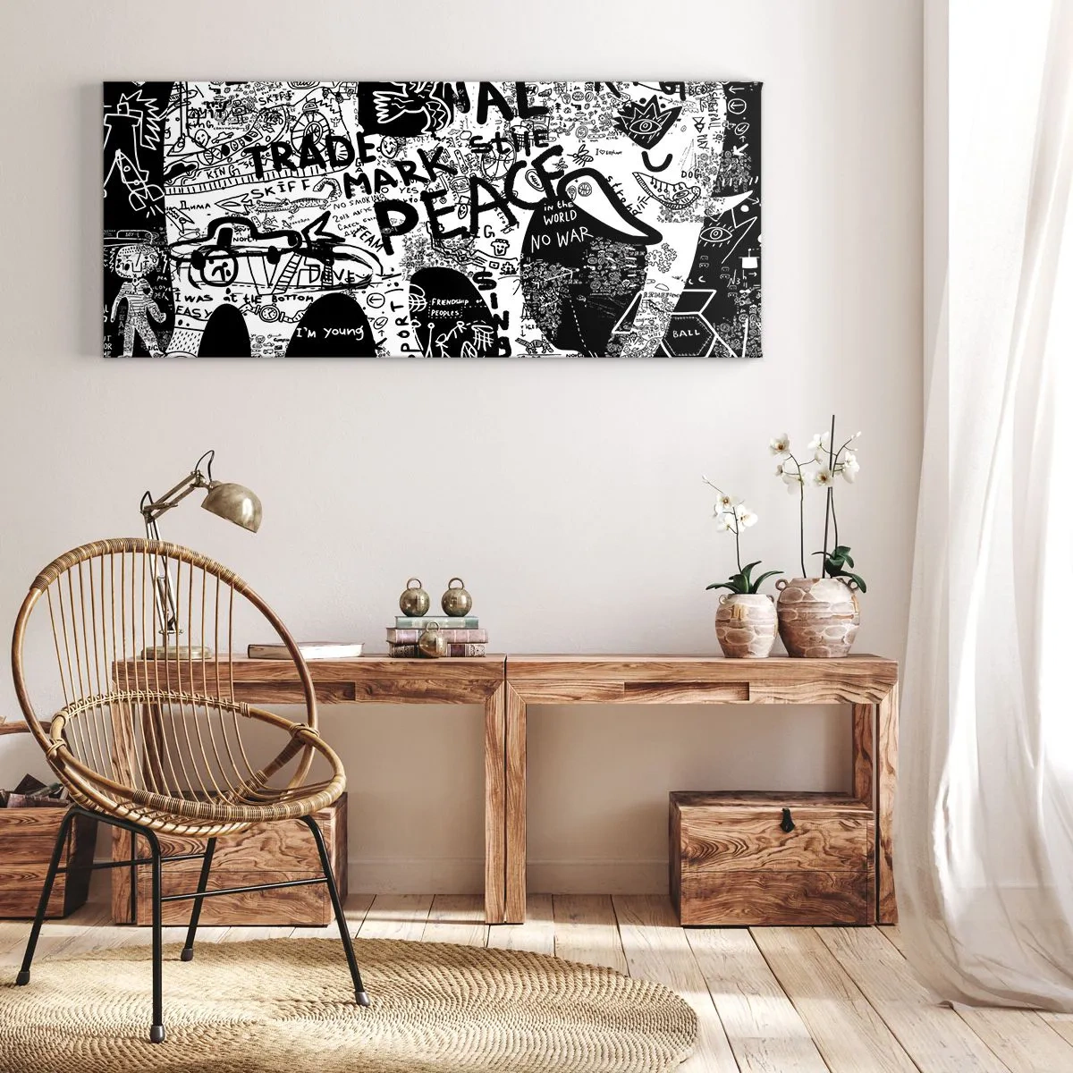 Quadro em tela - O rico mundo das ruas - 90x30 cm