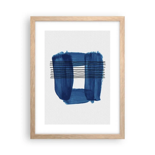 Pôster com moldura de carvalho claro - Composição azul-negra - 30x40 cm