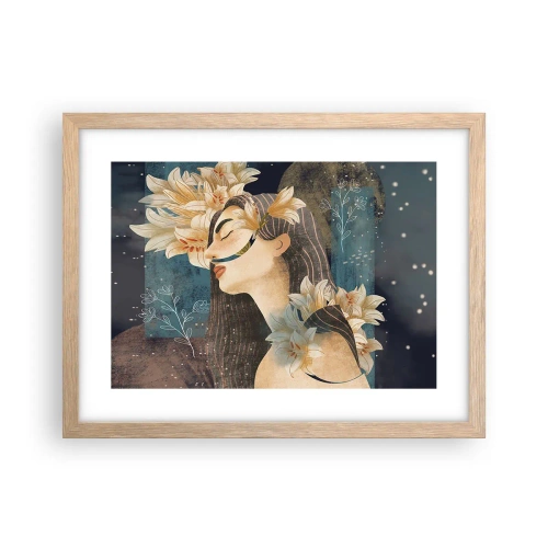 Pôster com moldura de carvalho claro - O conto da princesa com lírios - 40x30 cm