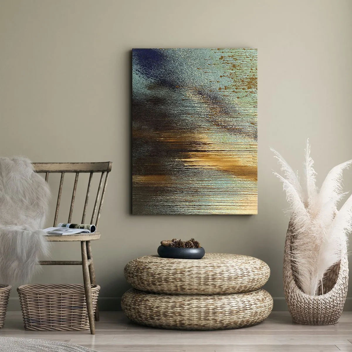 Quadro em tela - Uma composição colorida não acidental - 65x120 cm