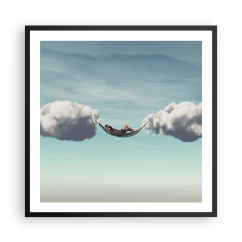 Pôster com moldura preta - A felicidade do momento - 60x60 cm