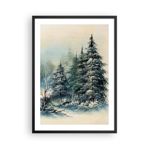 Pôster com moldura preta - Árvores cobertas de neve em uma floresta de inverno contra um céu calmo - 50x70cm - Prontas para o Natal - Decoração de parede moderna para a sala de estar e quarto ARTTOR