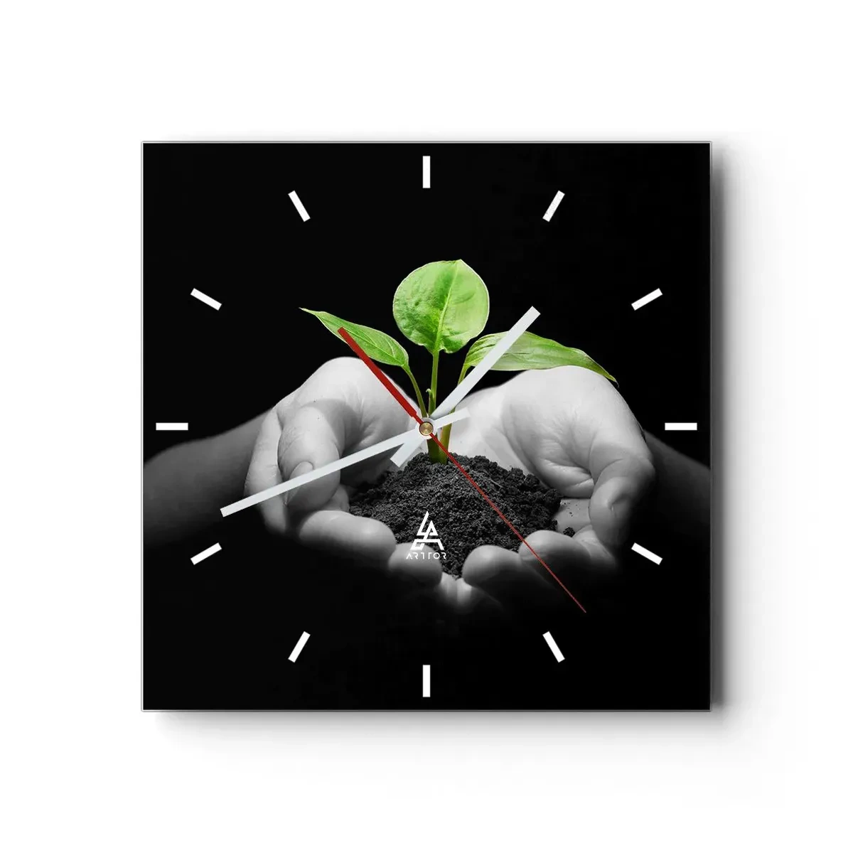 Relógio de parede - Relógio em vidro - Eu amo a natureza, eu a protejo - 30x30 cm