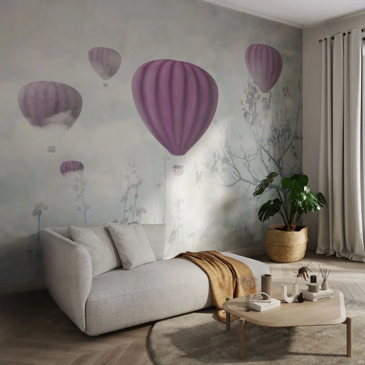 Papel de Parede Standard Eco - Como navios no céu - Abstração, Voo de balão, Gráficos - 450x315 cm