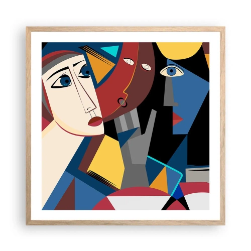 Pôster com moldura de carvalho claro - Uma conversa entre cubistas - 60x60 cm