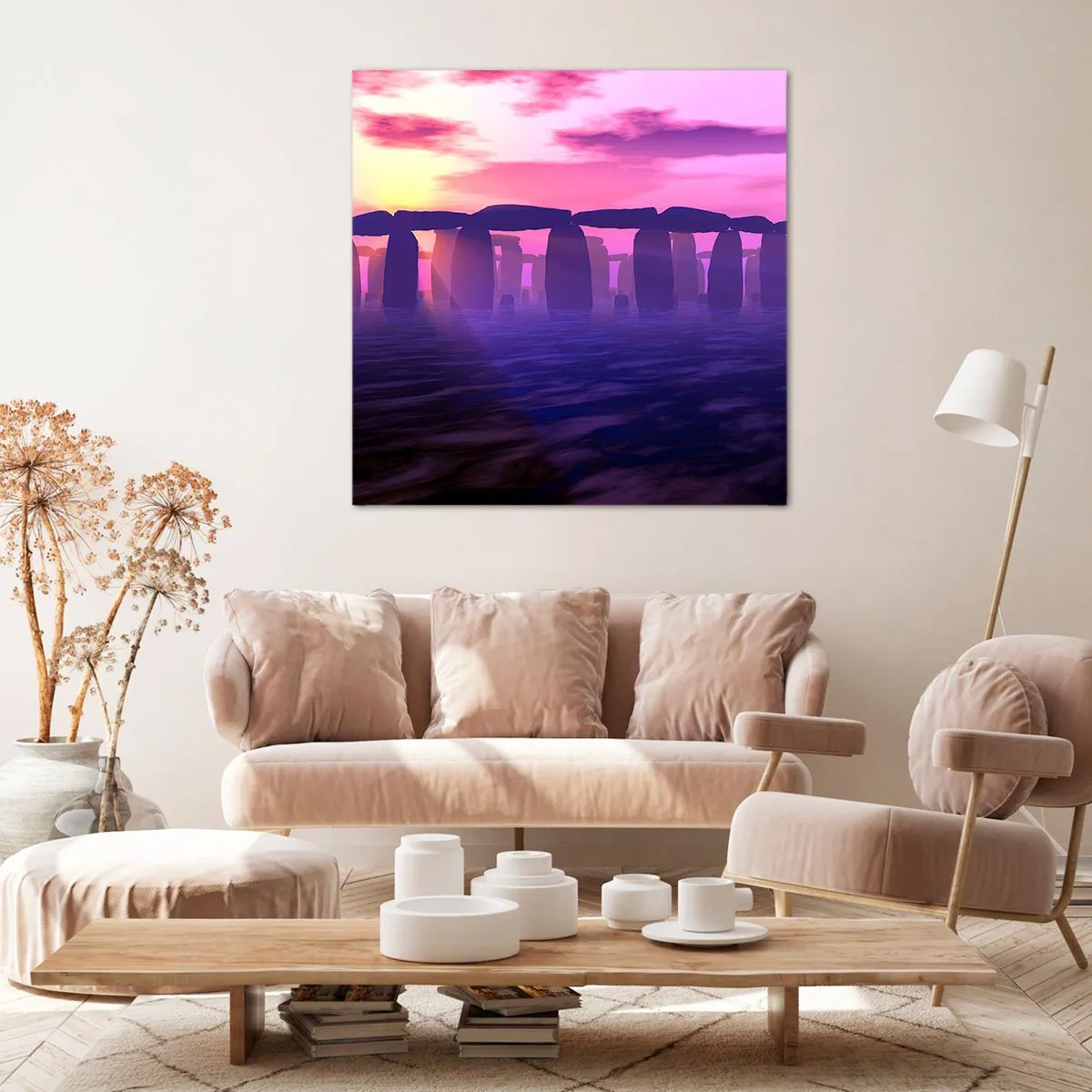 Quadro em tela - O mistério do amanhecer no nevoeiro - 60x60 cm