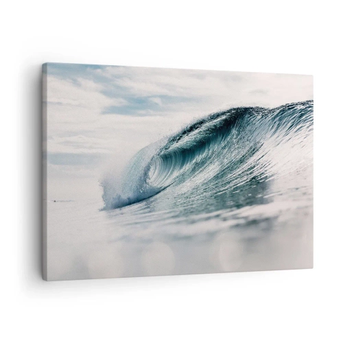 Quadro em tela - Uma onda do mar capturada em um momento dinâmico contra o céu - 70x50cm - Pico de água - Decoração de parede moderna para a sala de estar e quarto ARTTOR