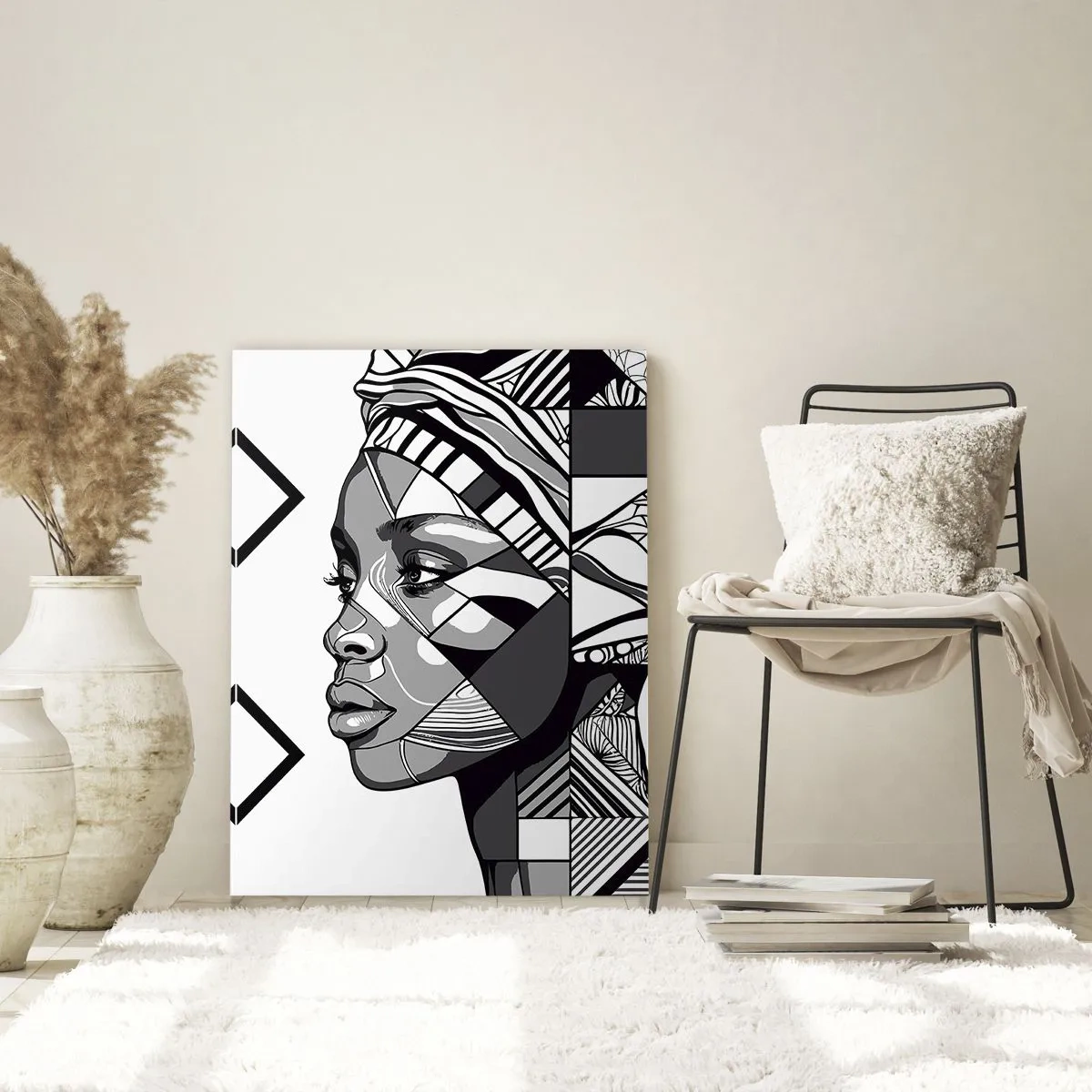 Quadro em vidro - Retrato étnico - 50x70 cm