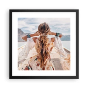 Pôster com moldura preta - A caminho da felicidade - 40x40 cm