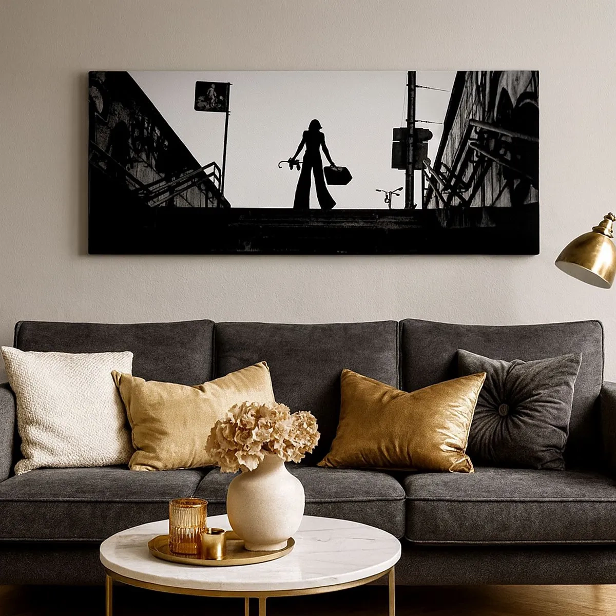 Quadro em tela - Caminhadas urbanas - 100x40 cm
