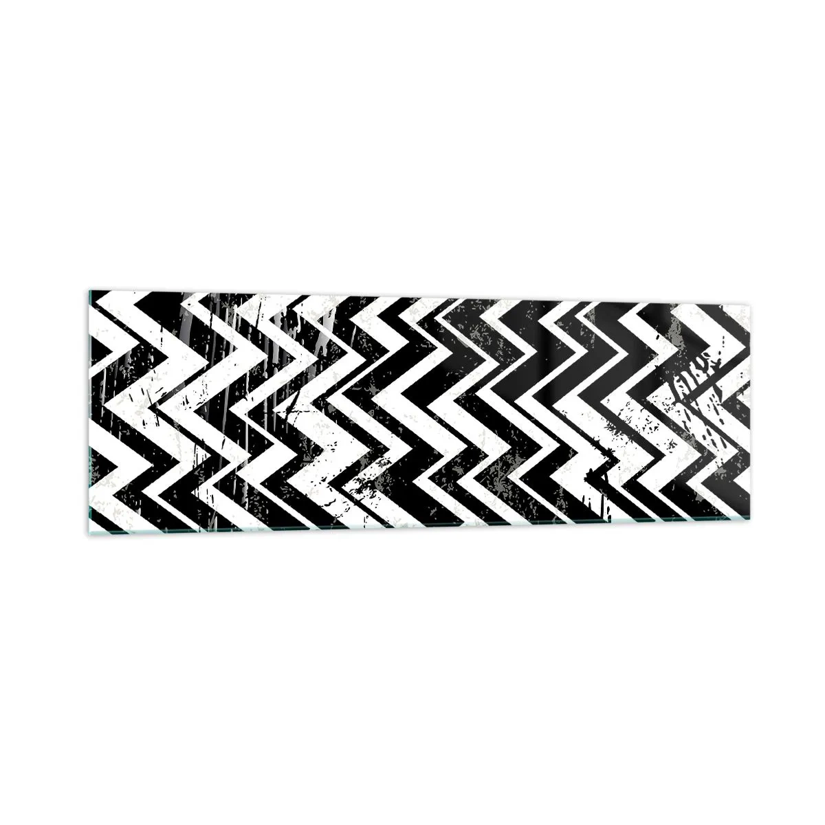 Quadro em vidro - Zig-branco, zag-preto - 160x50 cm