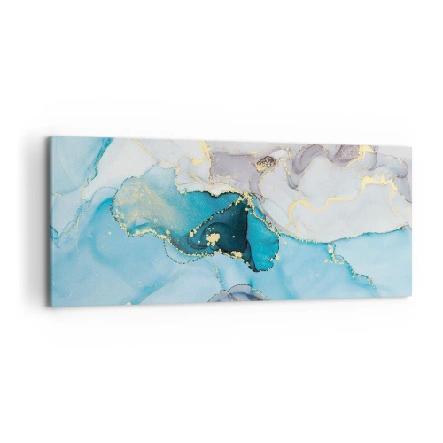 Quadro em tela - Estudo do encontro do cinza e turquesa - 120x50 cm