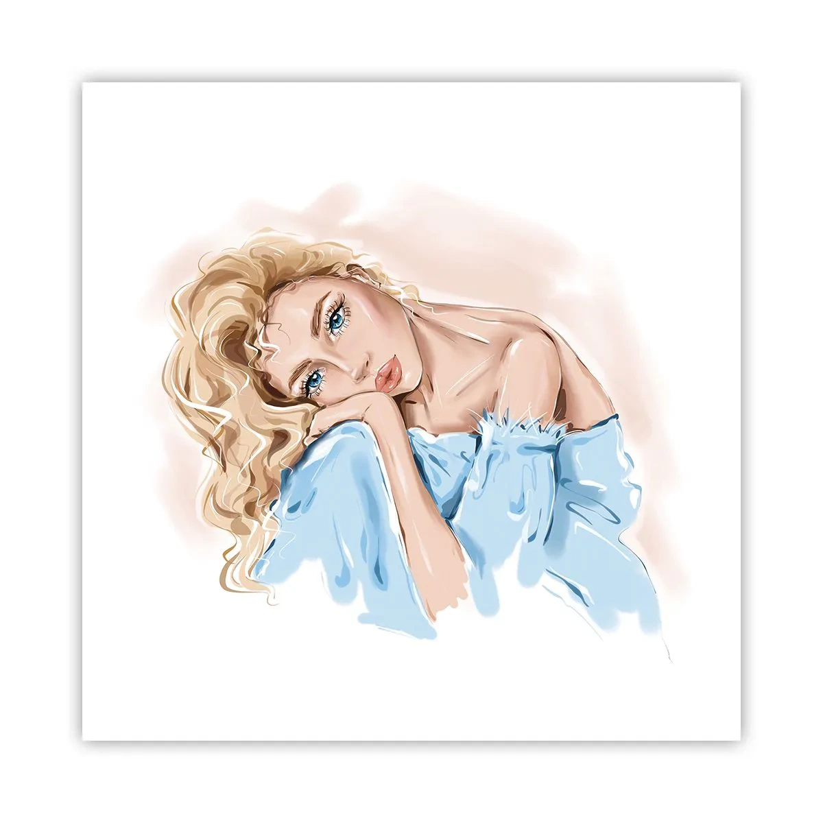 Pôster - Sonhadora em azul - 50x50 cm