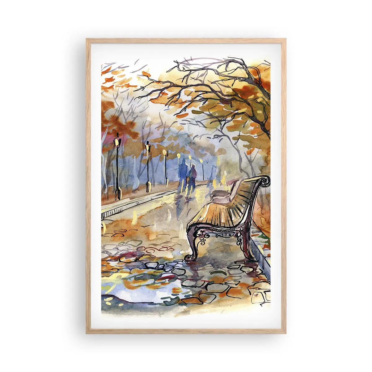 Pôster com moldura de carvalho claro - Juntos pelo outono - 61x91 cm