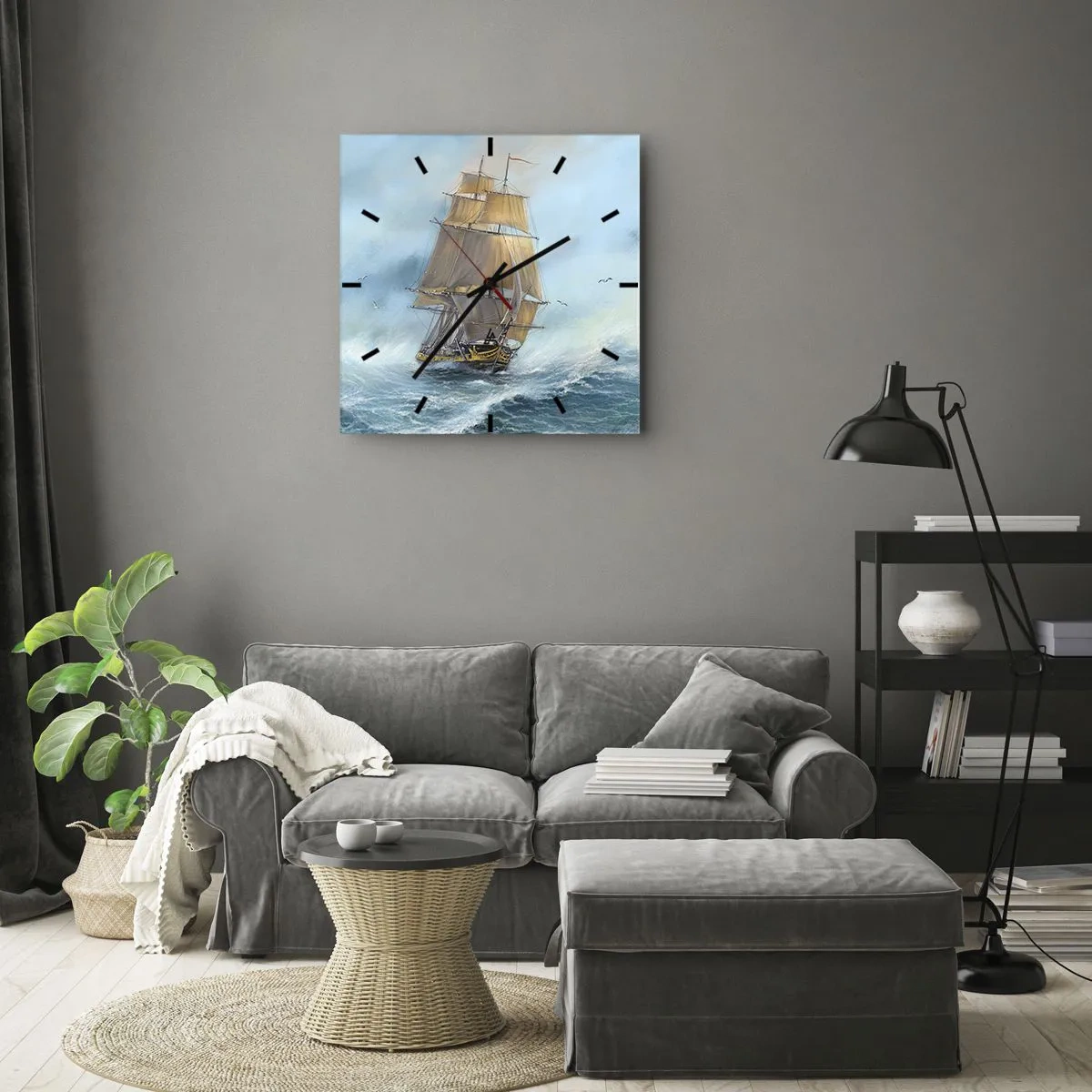 Relógio de parede - Relógio em vidro - Correndo sobre as ondas - 40x40 cm