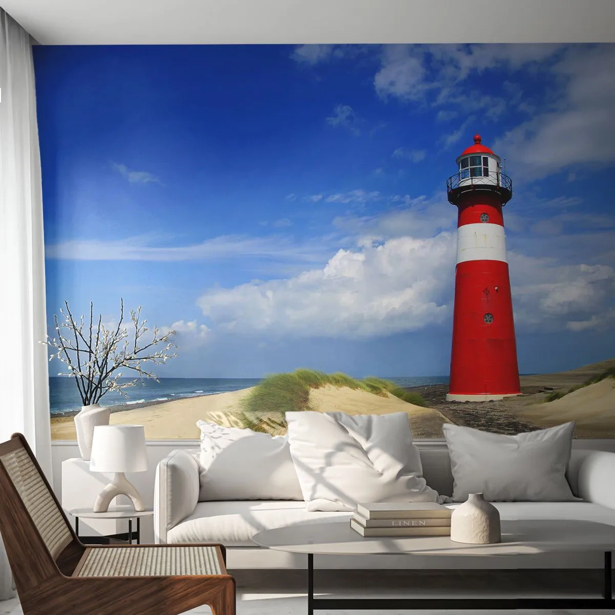 Papel de Parede Autocolante Deluxe Sticker - Solidão dos sonhos - Paisagem, Farol, Holanda - 250x175 cm