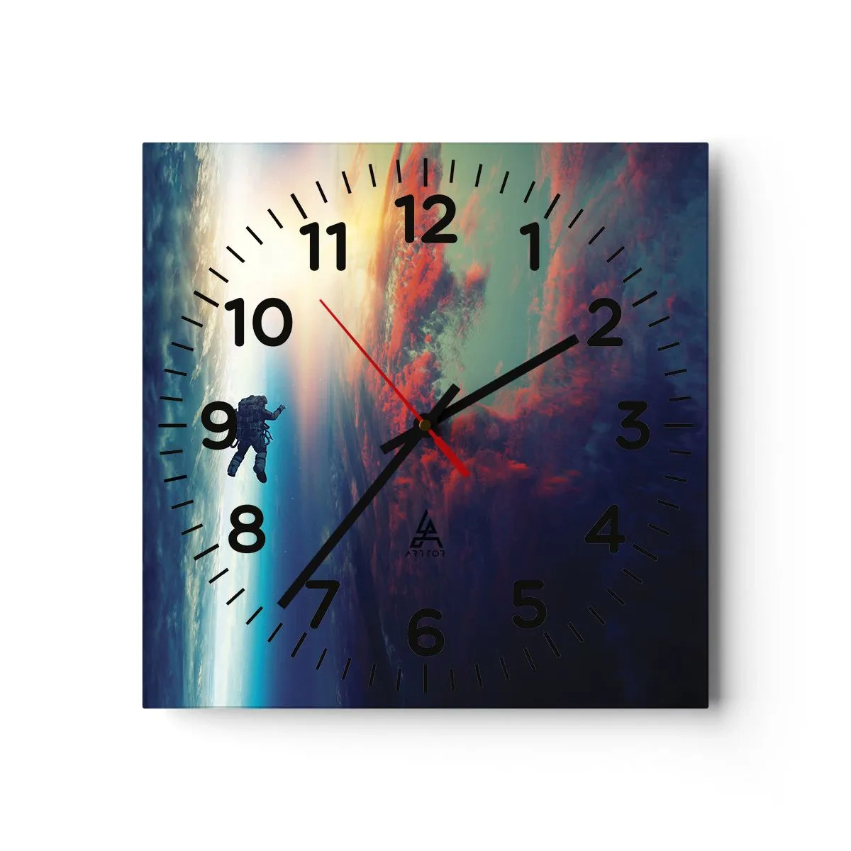 Relógio de parede - Relógio em vidro - Enfrentando o universo - 40x40 cm