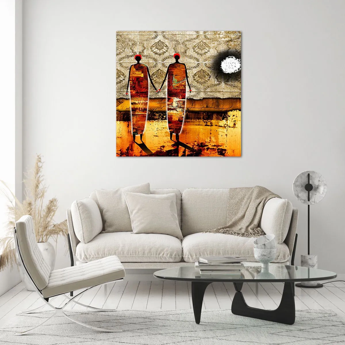 Quadro em vidro - Composição étnica nas cores da África - 60x60 cm