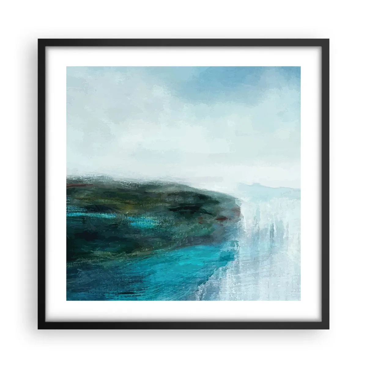 Pôster com moldura preta - Abstração náutica - 50x50 cm