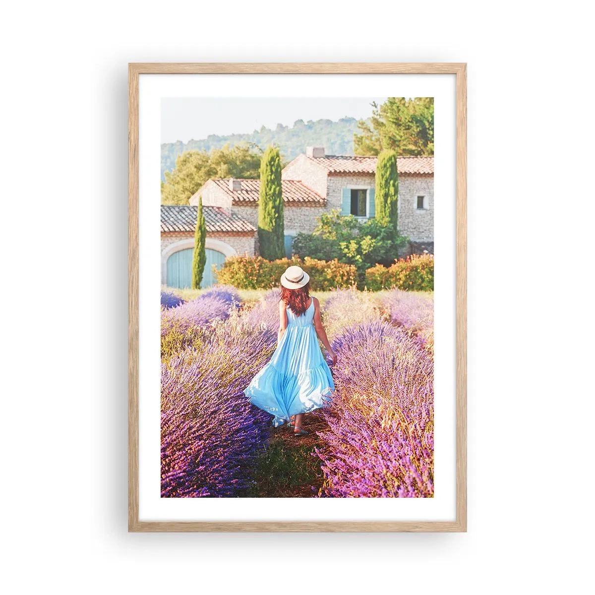 Pôster com moldura de carvalho claro - Menina Lavanda - 50x70 cm