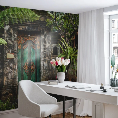 Papel de Parede Premium Canvas - Portas para um mundo exótico - Porta com enfeite, Arquitetura, Mistério - 100x70 cm