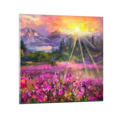 Quadro em vidro - No vale sob os cuidados do sol - 30x30 cm