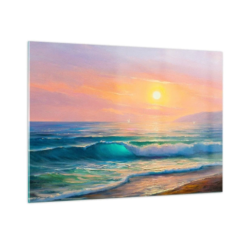 Quadro em vidro - O canto turquesa das ondas - 100x70 cm