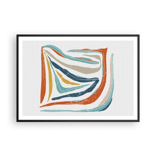 Pôster com moldura preta - Abstração com um sorriso amigável - 100x70 cm