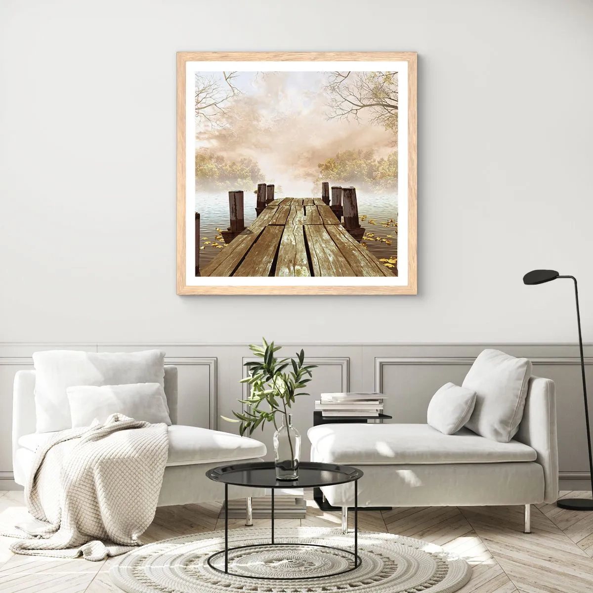 Pôster com moldura de carvalho claro - A leve tristeza do outono - 60x60 cm