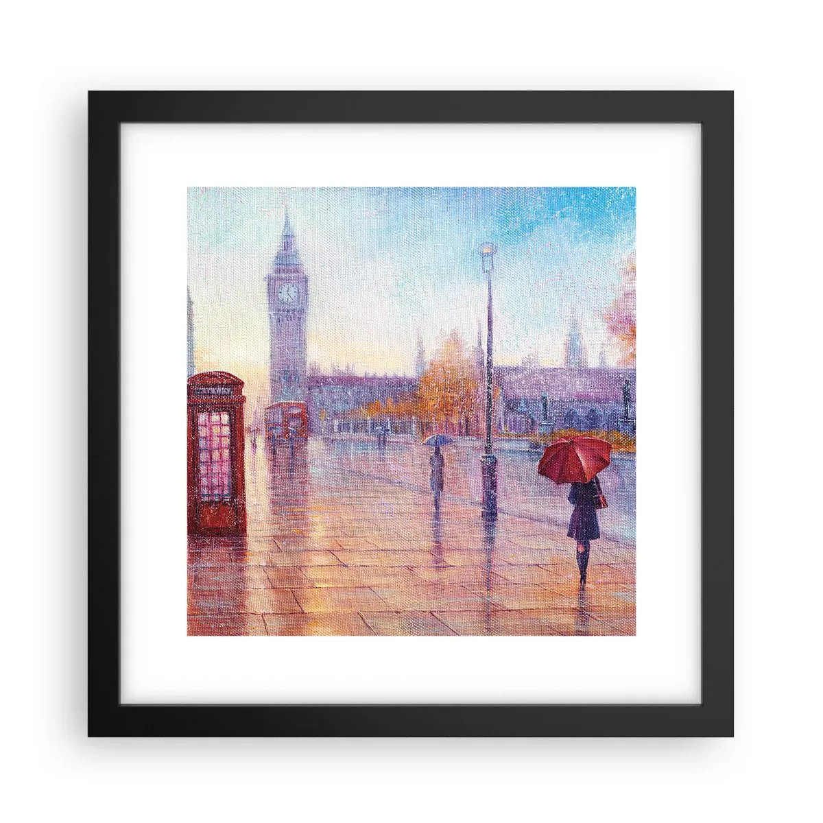 Pôster com moldura preta - Um dia de outono em Londres - 30x30 cm